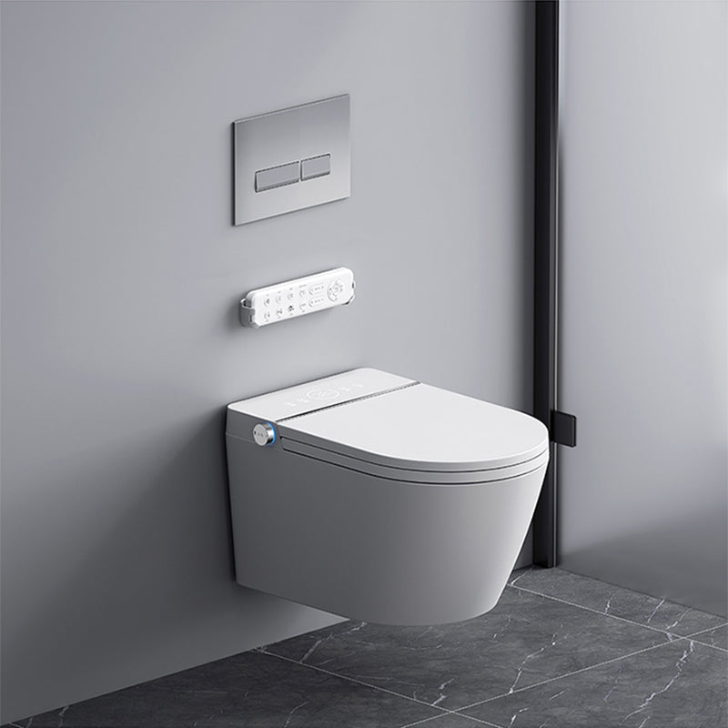 Contemporary Foot Sensor Ceramic Elongated Heated Seat Wall Mounted Bidet