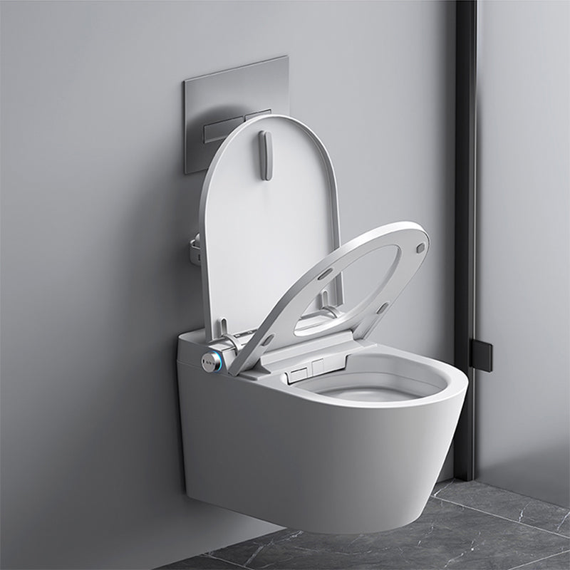 Contemporary Foot Sensor Ceramic Elongated Heated Seat Wall Mounted Bidet