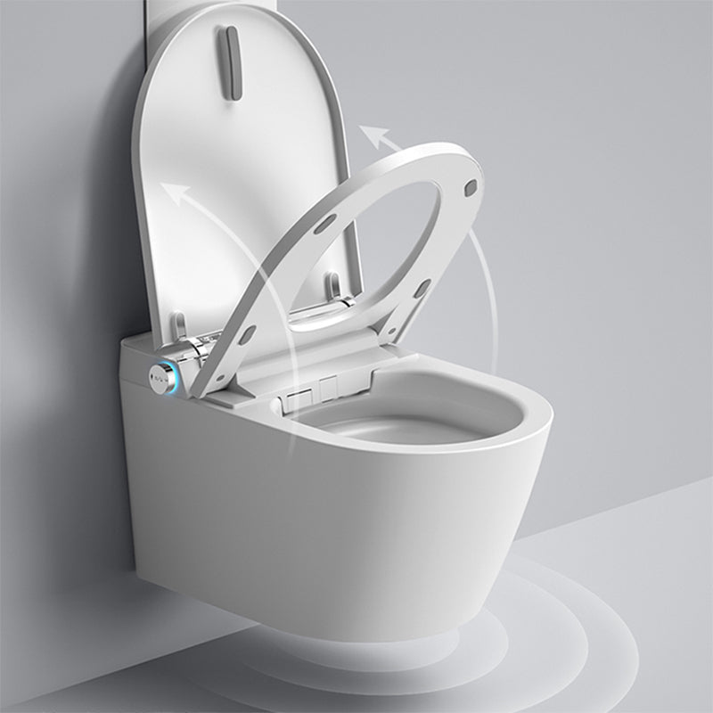 Contemporary Foot Sensor Ceramic Elongated Heated Seat Wall Mounted Bidet