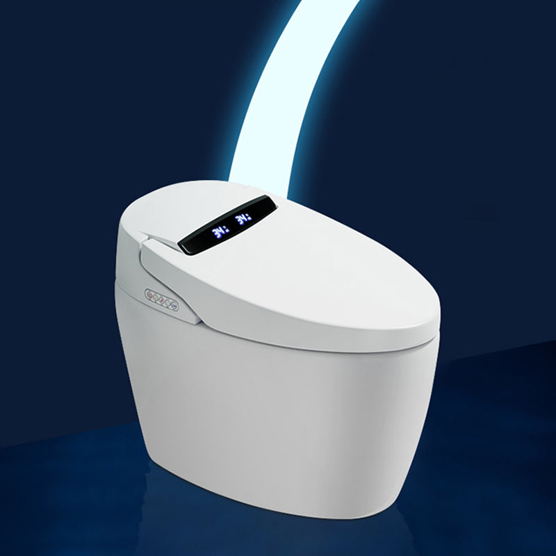 Contemporary Heated Seat Dryer Elongated White Ceramic Floor Standing Bidet