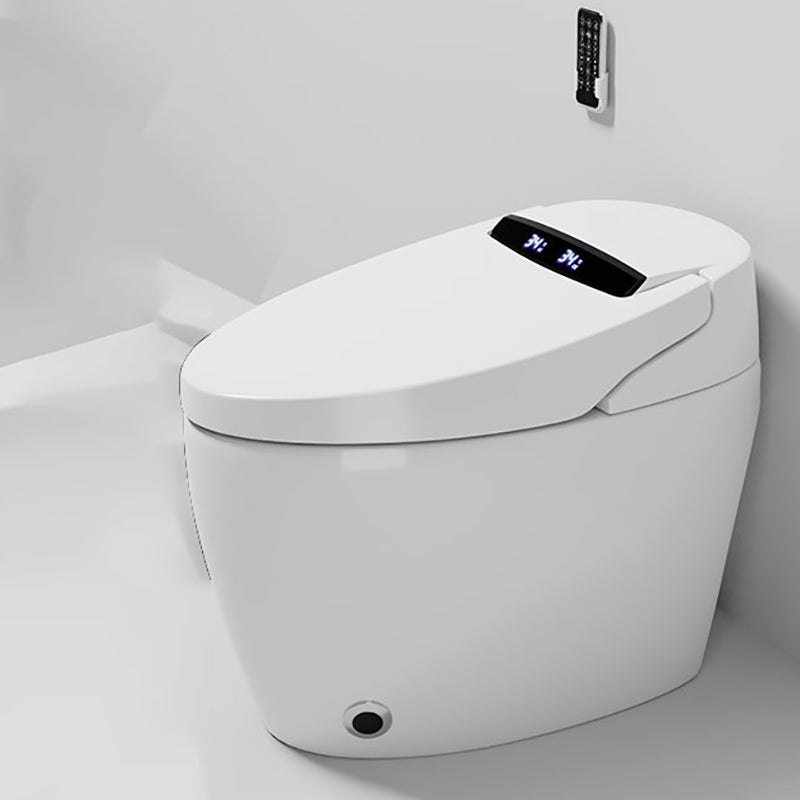 Contemporary Heated Seat Dryer Elongated White Ceramic Floor Standing Bidet