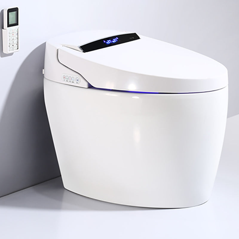 Contemporary Heated Seat Dryer Elongated White Ceramic Floor Standing Bidet