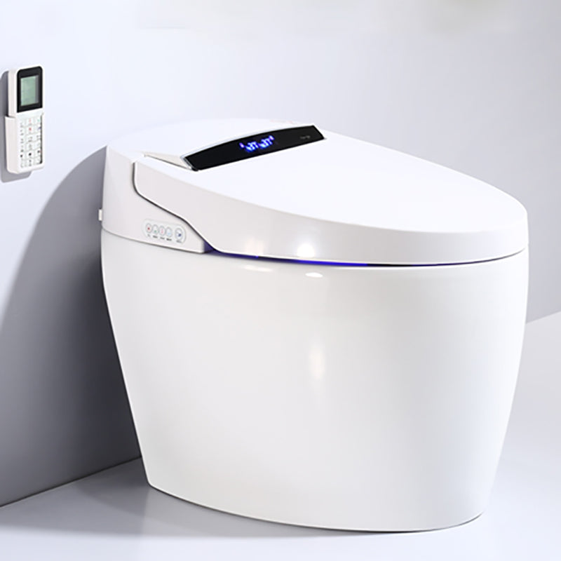 Contemporary Heated Seat Dryer Elongated White Ceramic Floor Standing Bidet