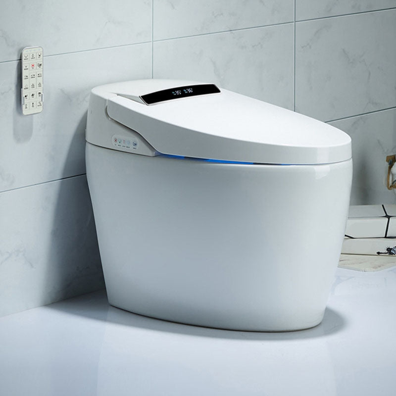 Ceramic Bidets Elongated White Contemporary Foot Sensor Smart Toilet