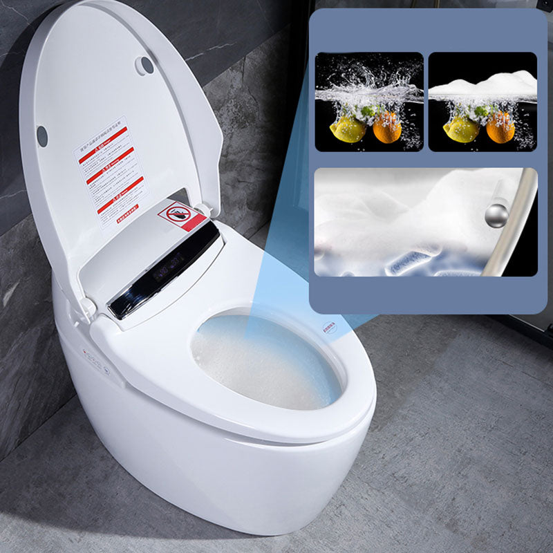 Ceramic Bidets Elongated White Contemporary Foot Sensor Smart Toilet