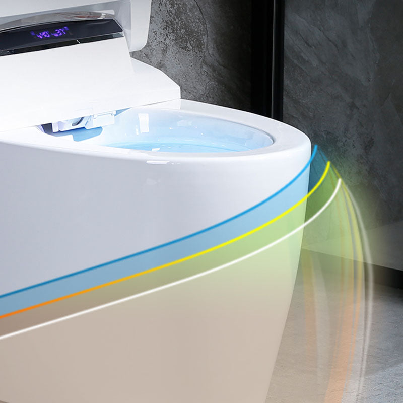 Ceramic Bidets Elongated White Contemporary Foot Sensor Smart Toilet