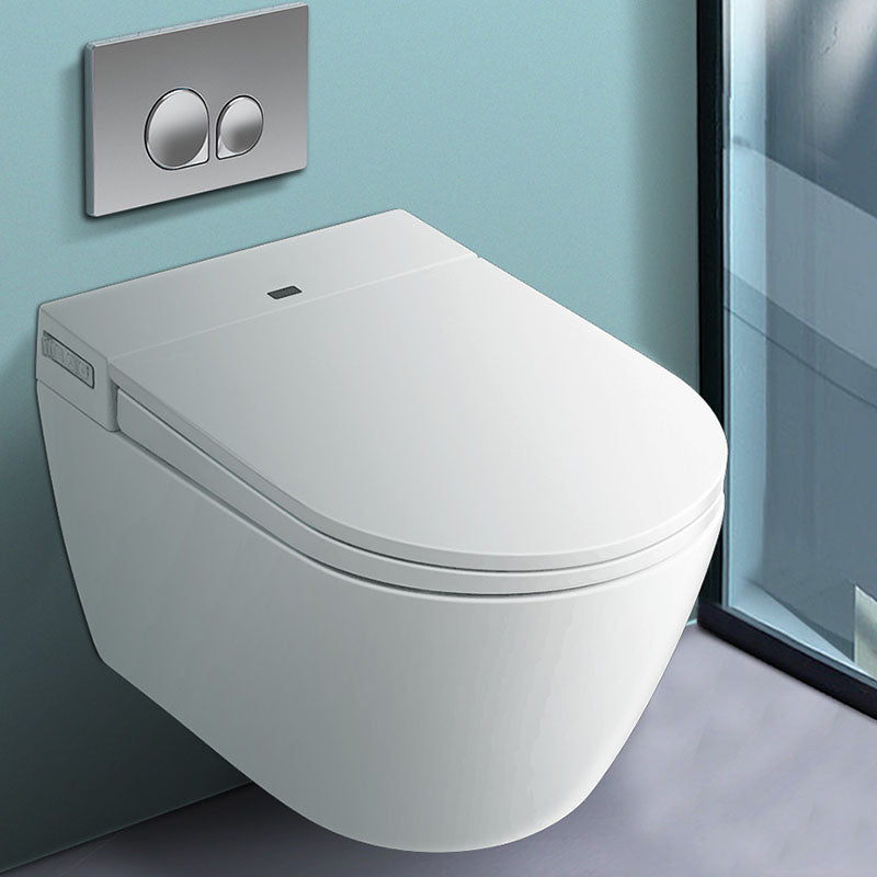 Contemporary Electronic Elongated Toilet with Heated Seat Wall Mounted Bidet