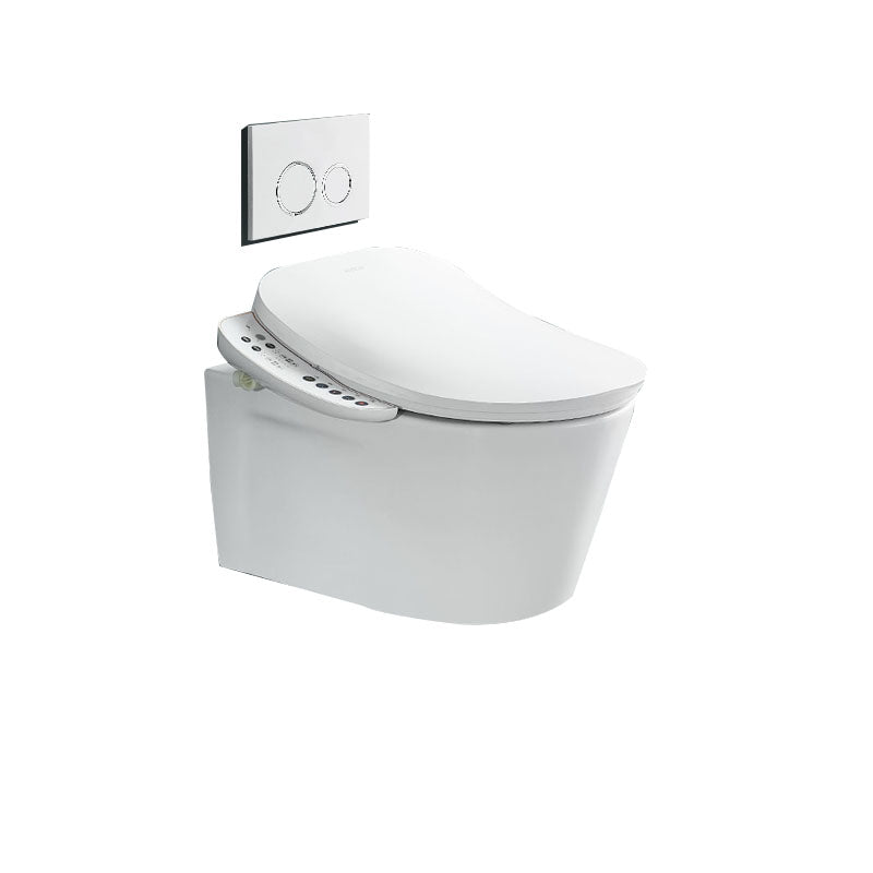 Contemporary Electronic Elongated Toilet with Heated Seat Wall Mounted Bidet