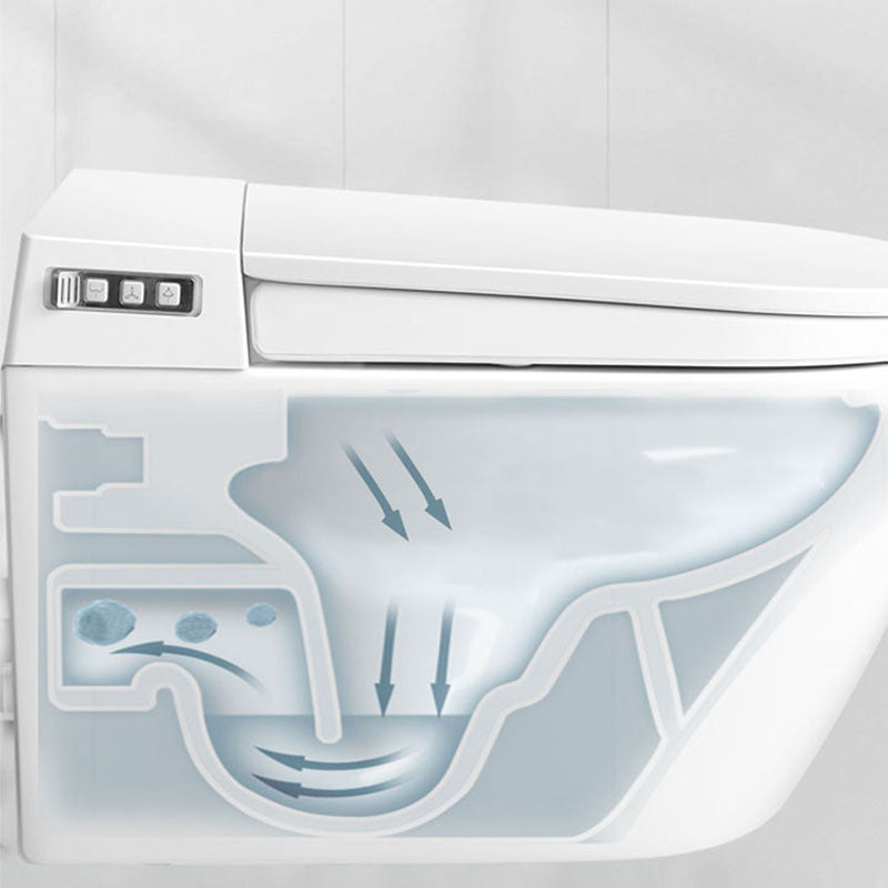 Contemporary Electronic Elongated Toilet with Heated Seat Wall Mounted Bidet