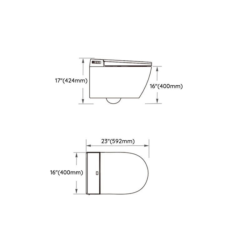 Contemporary Electronic Elongated Toilet with Heated Seat Wall Mounted Bidet