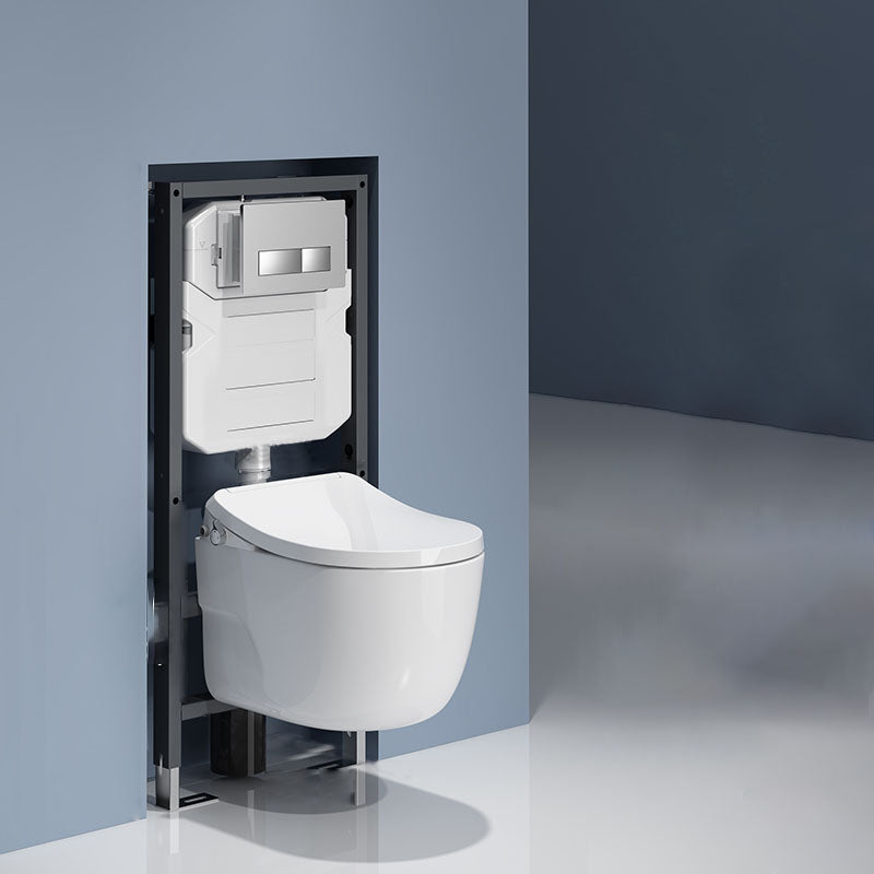 Contemporary Elongated Ceramic Warm Air Dryer Smart Bidet in White