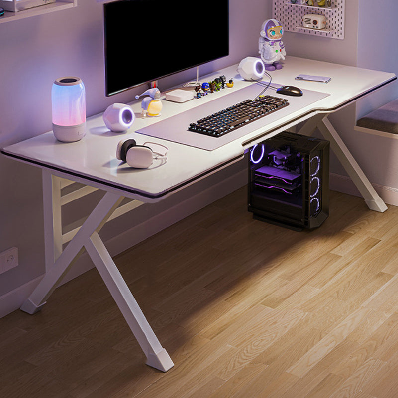 Contemporary Office Desk Antique Finish Wood Computer Desk with Metal Legs