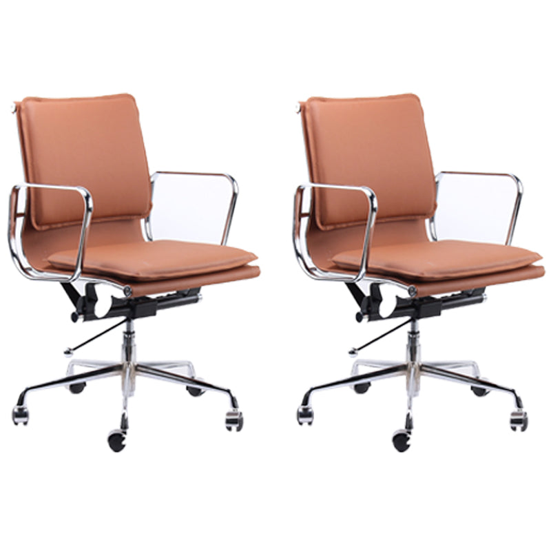 Modern Fixed Arms Chair Leather Adjustable Seat Height Desk Chair with Wheels