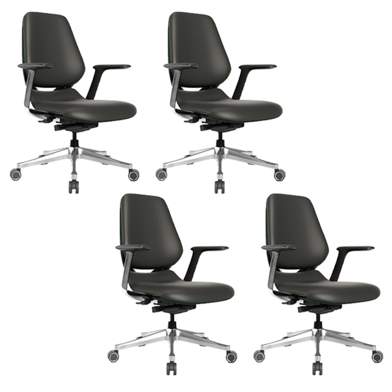 Modern Fixed Arms Office Chair Leather Adjustable Seat Height Chair with Wheels