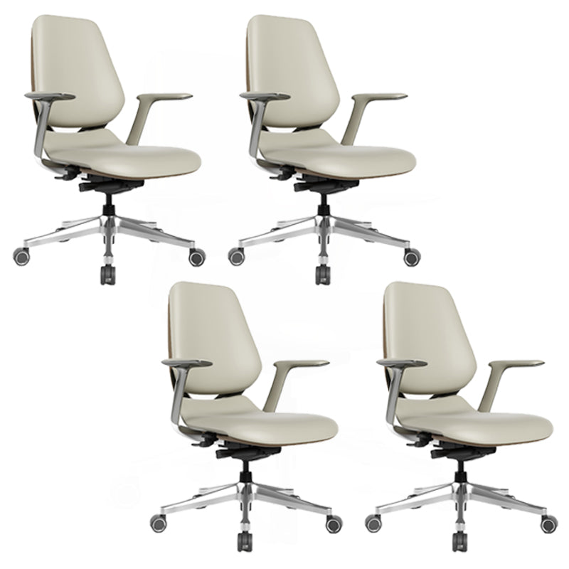 Modern Fixed Arms Office Chair Leather Adjustable Seat Height Chair with Wheels