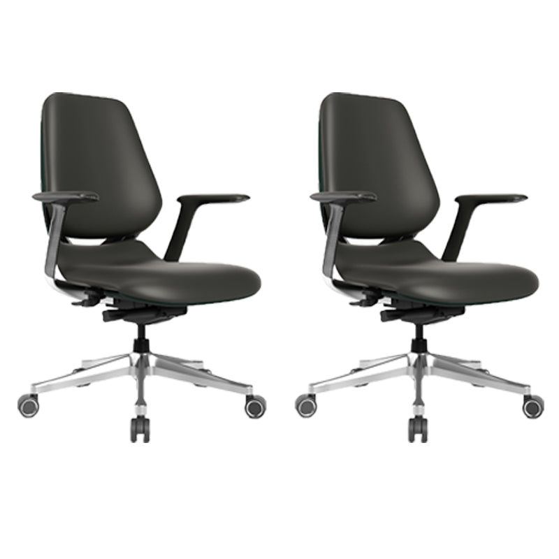 Modern Fixed Arms Office Chair Leather Adjustable Seat Height Chair with Wheels