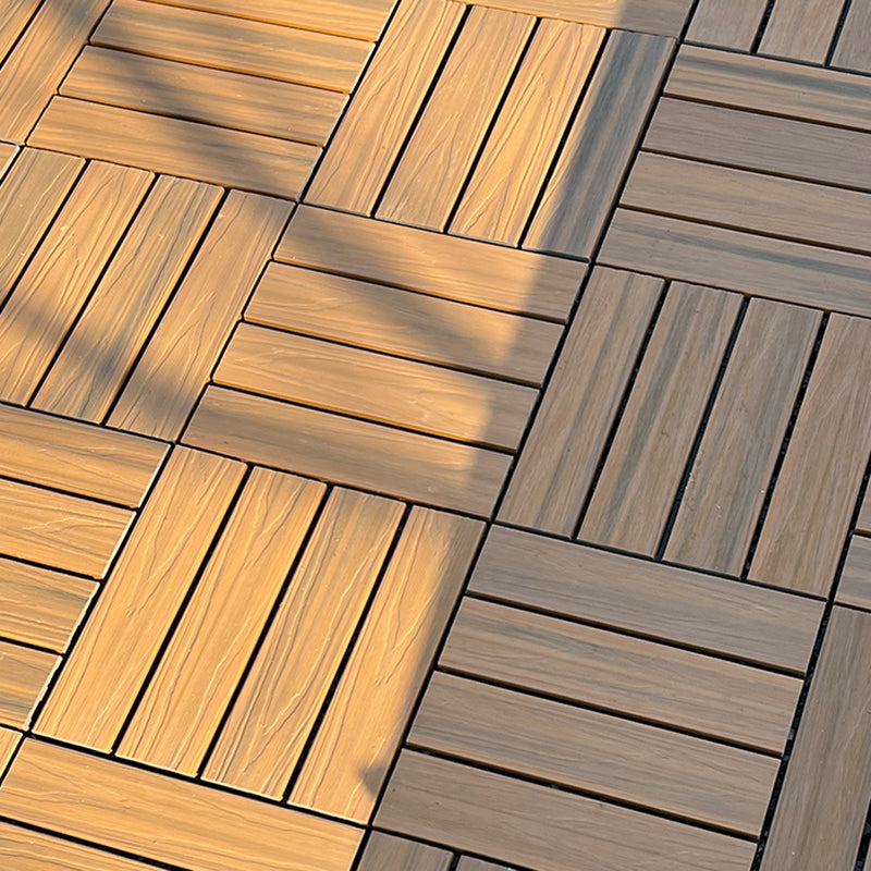 Composite Decking Tiles Interlocking Striped Pattern Patio Flooring Tiles