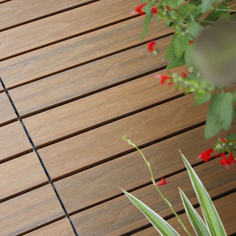 Composite Decking Tiles Interlocking Striped Pattern Patio Flooring Tiles