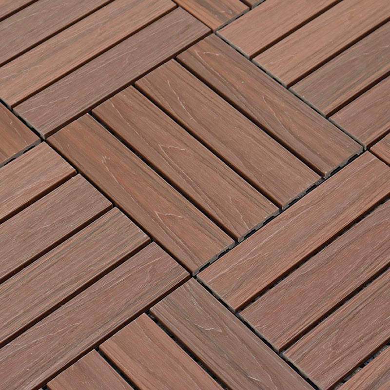 Composite Decking Tiles Interlocking Striped Pattern Patio Flooring Tiles