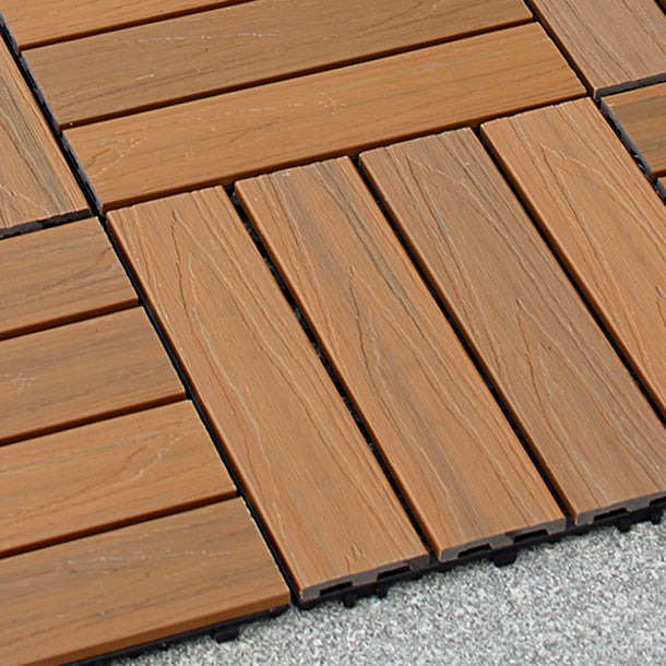 Composite Decking Tiles Interlocking Striped Pattern Patio Flooring Tiles