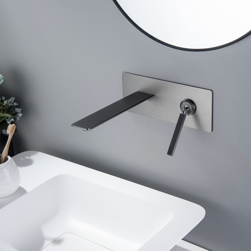 Modern Lavatory Faucet Single Handle Metal Wall Mounted Bathroom Faucet