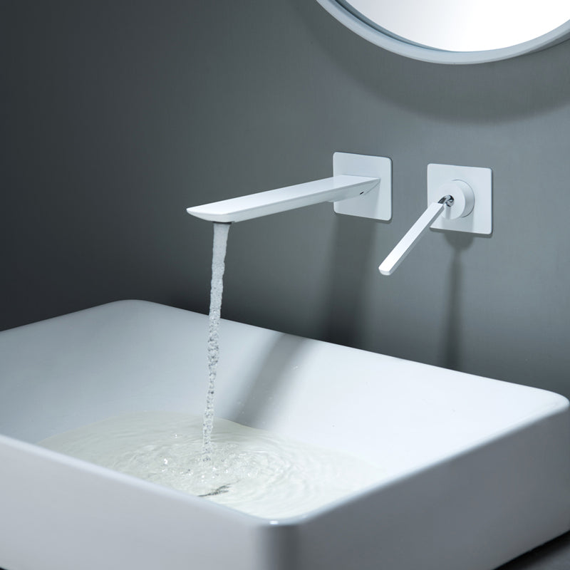 Modern Lavatory Faucet Single Handle Metal Wall Mounted Bathroom Faucet