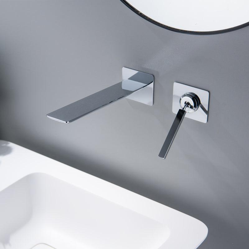 Modern Lavatory Faucet Single Handle Metal Wall Mounted Bathroom Faucet