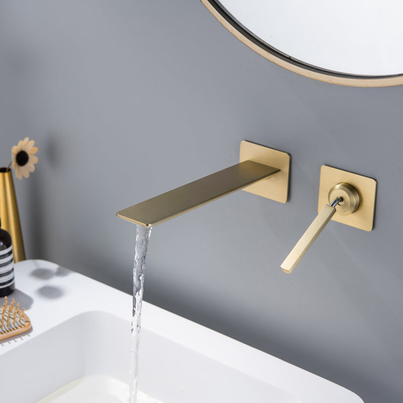 Modern Lavatory Faucet Single Handle Metal Wall Mounted Bathroom Faucet