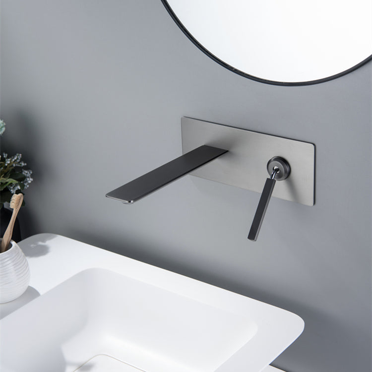 Modern Lavatory Faucet Single Handle Metal Wall Mounted Bathroom Faucet