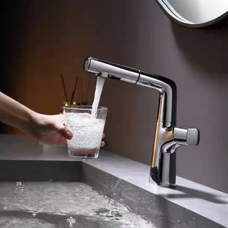 Modern Vessel Sink Bathroom Faucet Swivel Spout with Pull Out Sprayer