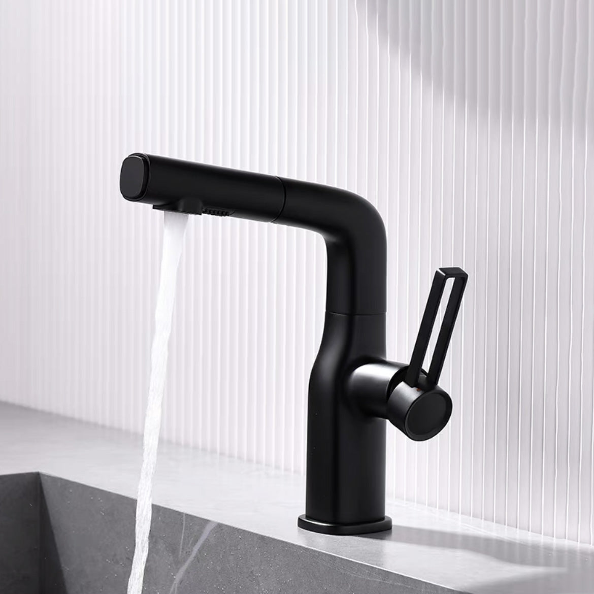 Modern Vessel Sink Bathroom Faucet Swivel Spout with Pull Out Sprayer