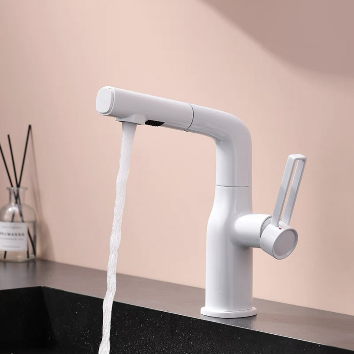 Modern Vessel Sink Bathroom Faucet Swivel Spout with Pull Out Sprayer