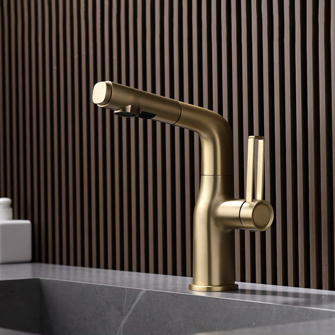 Modern Vessel Sink Bathroom Faucet Swivel Spout with Pull Out Sprayer