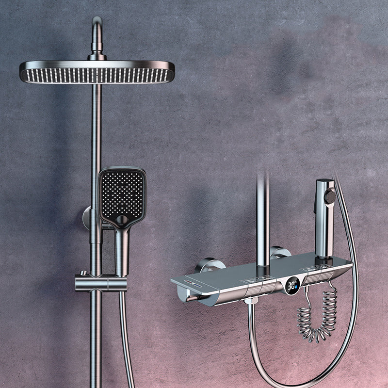 Brass Wall Mounted Shower Combo Adjustable Spray Pattern Shower System