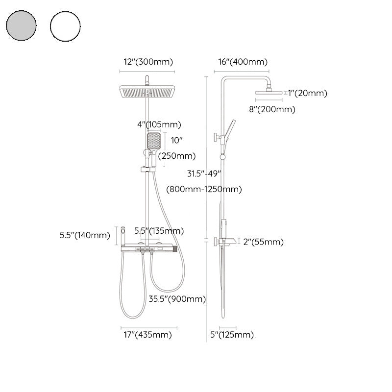 Modern Style Wall Mounted Shower Combo with Thermostatic Shower System