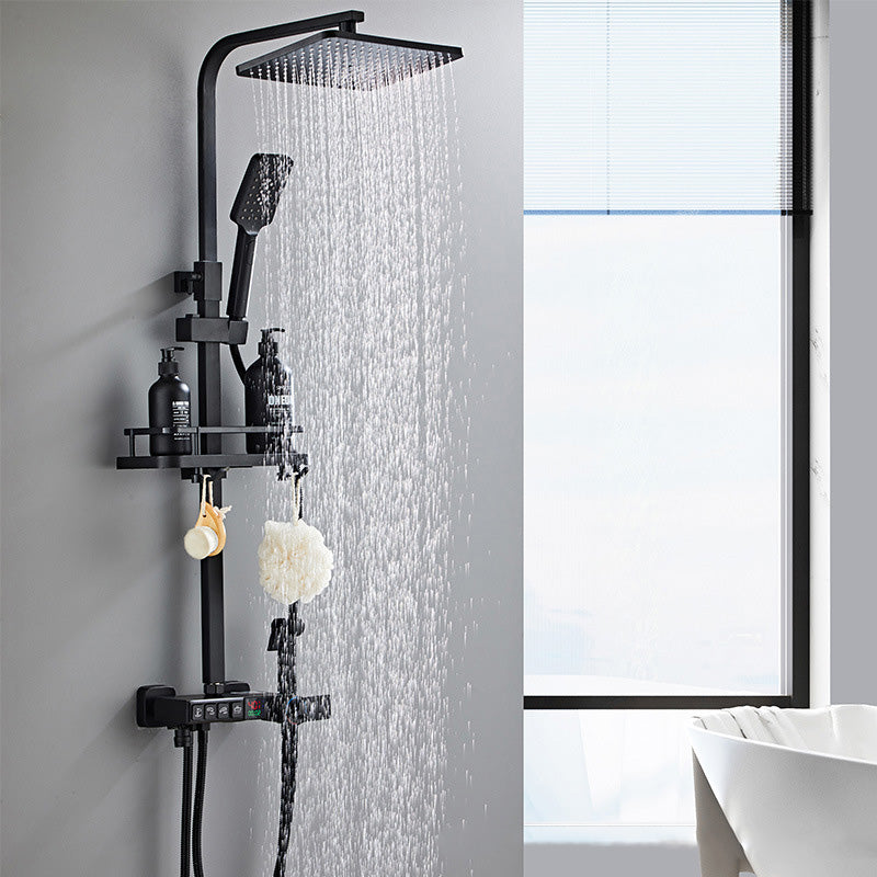 Modern Style Brass Shower System Adjustable Spray Pattern Wall Mounted Shower Combo