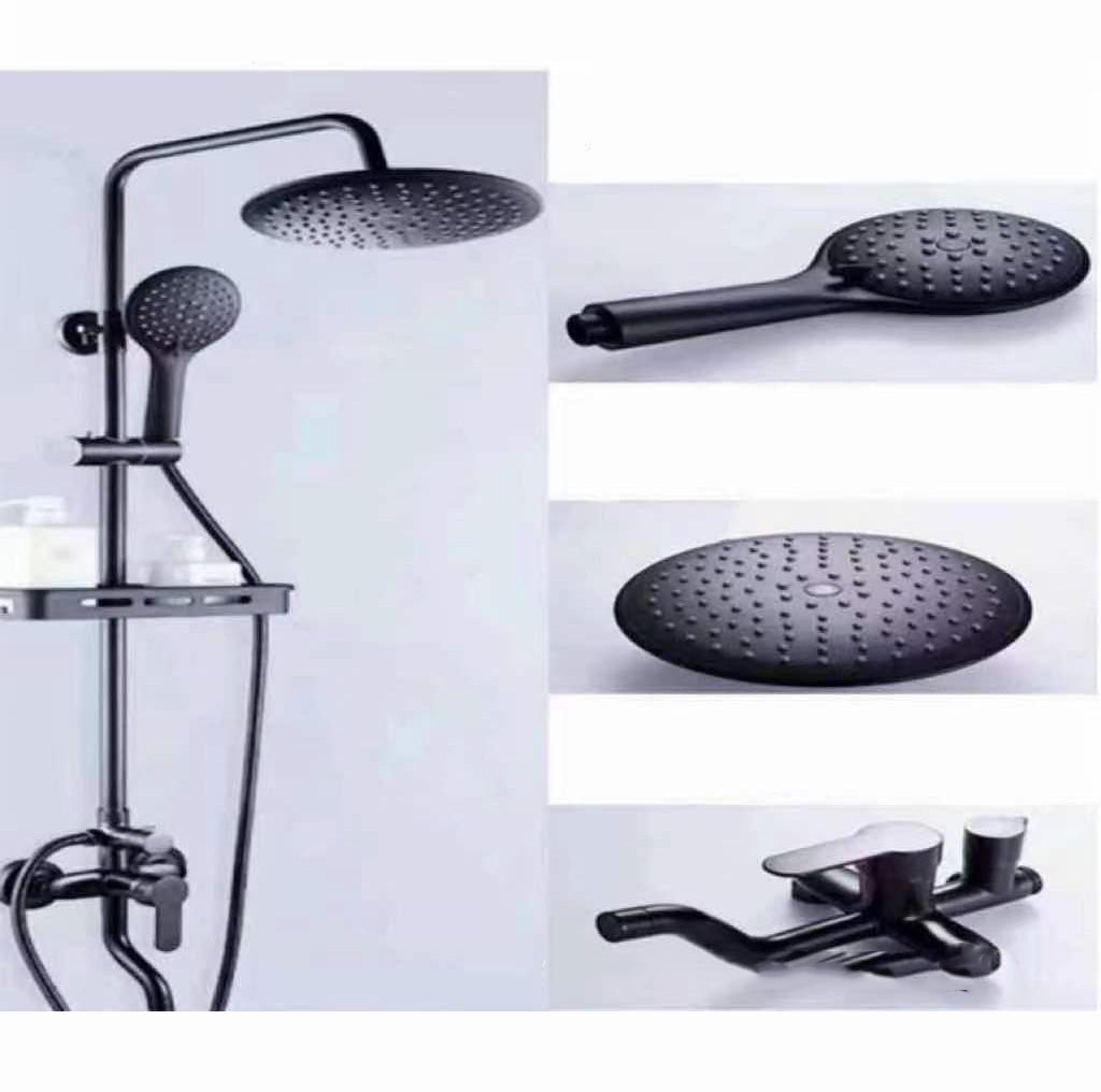 Modern Style Brass Shower System Adjustable Spray Pattern Wall Mounted Shower Combo