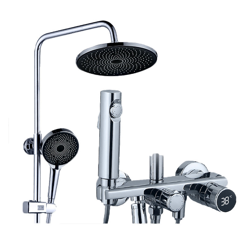 Modern Shower Faucet Brass Adjustable Spray Pattern Wall Mounted Shower Combo