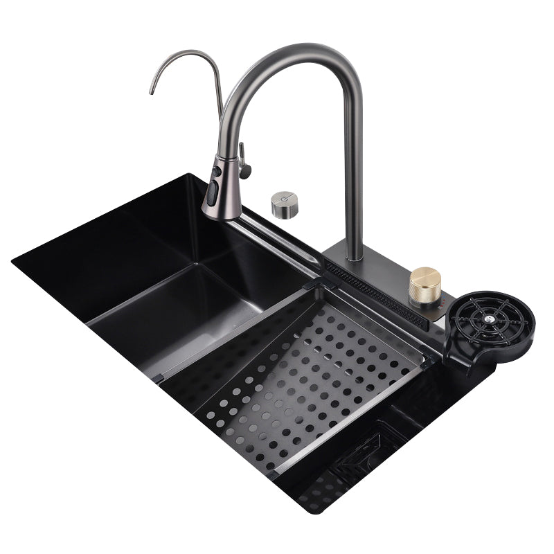 Modern Kitchen Sink Stainless Steel Noise-cancelling Drop-In Kitchen Sink with Faucet