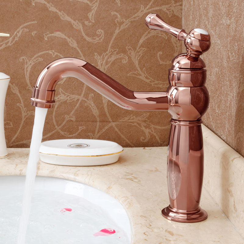 Deck Mounted Copper Roman Tub Faucet Low Arc Rotatable Roman Tub Faucet Set