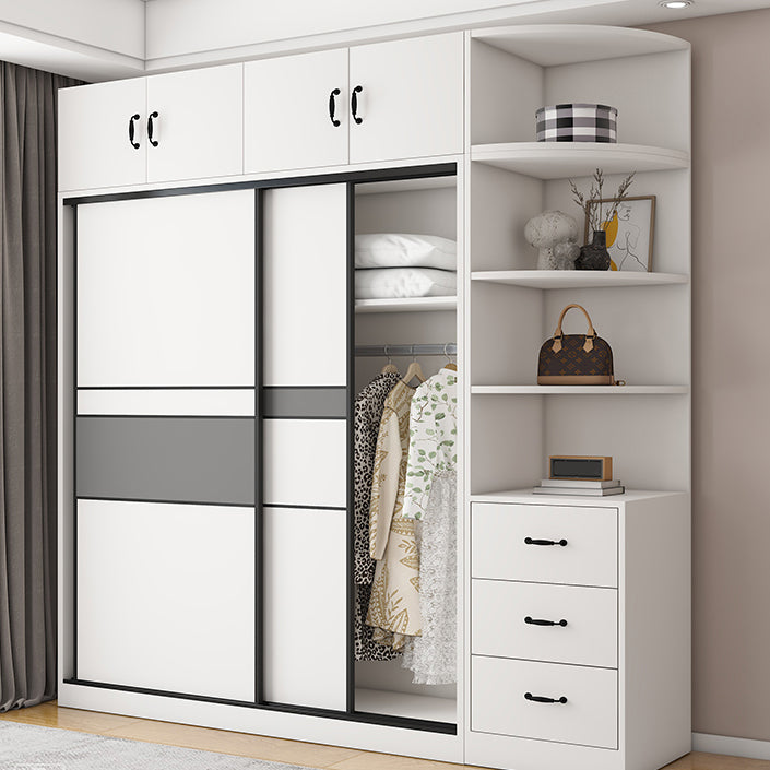 White and Gray Armoire Cabinet with Shelves Contemporary Youth Armoire