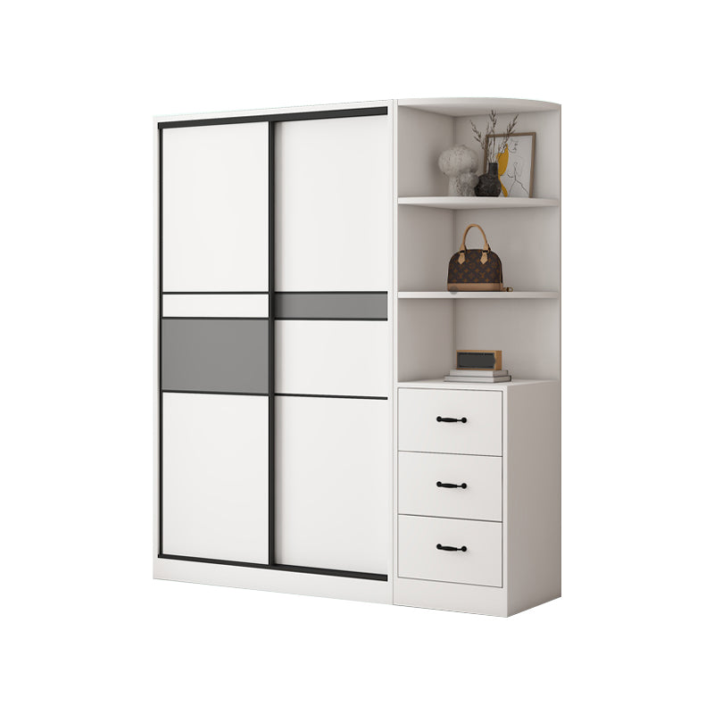 White and Gray Armoire Cabinet with Shelves Contemporary Youth Armoire