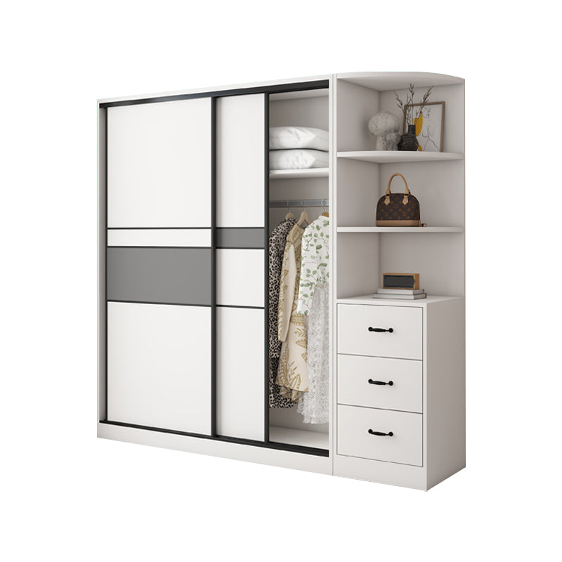 White and Gray Armoire Cabinet with Shelves Contemporary Youth Armoire