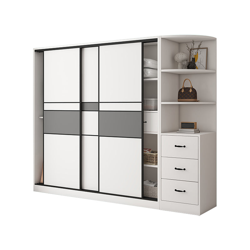 White and Gray Armoire Cabinet with Shelves Contemporary Youth Armoire