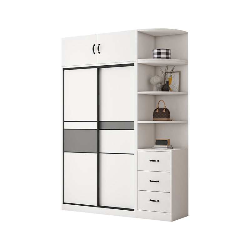 White and Gray Armoire Cabinet with Shelves Contemporary Youth Armoire