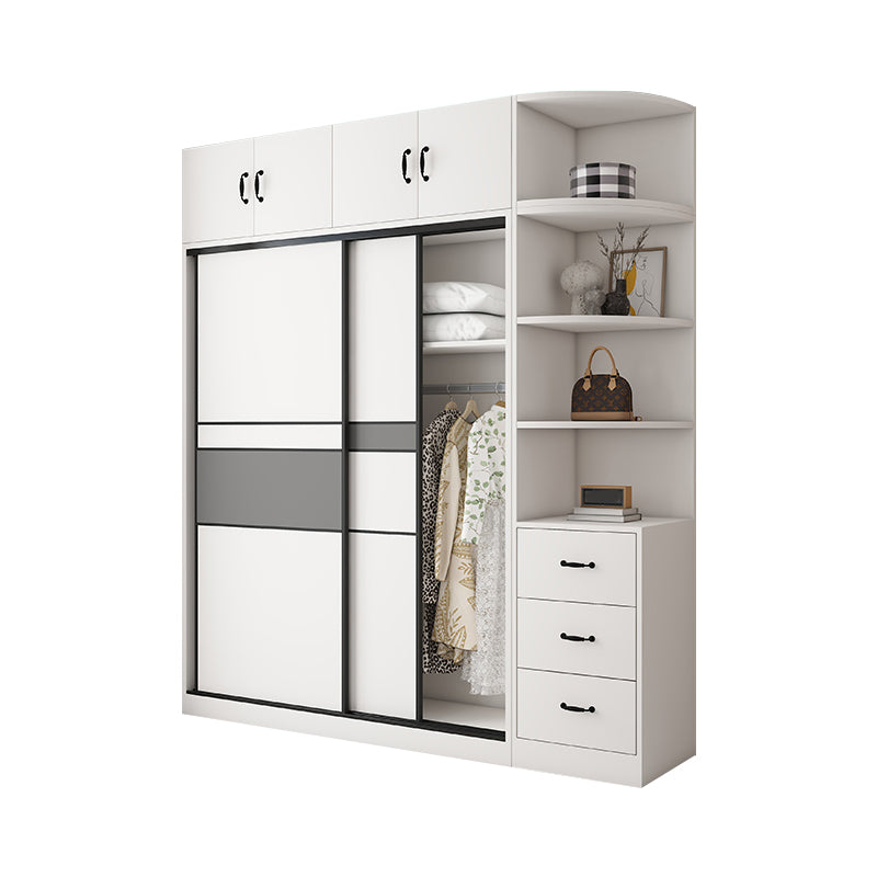 White and Gray Armoire Cabinet with Shelves Contemporary Youth Armoire