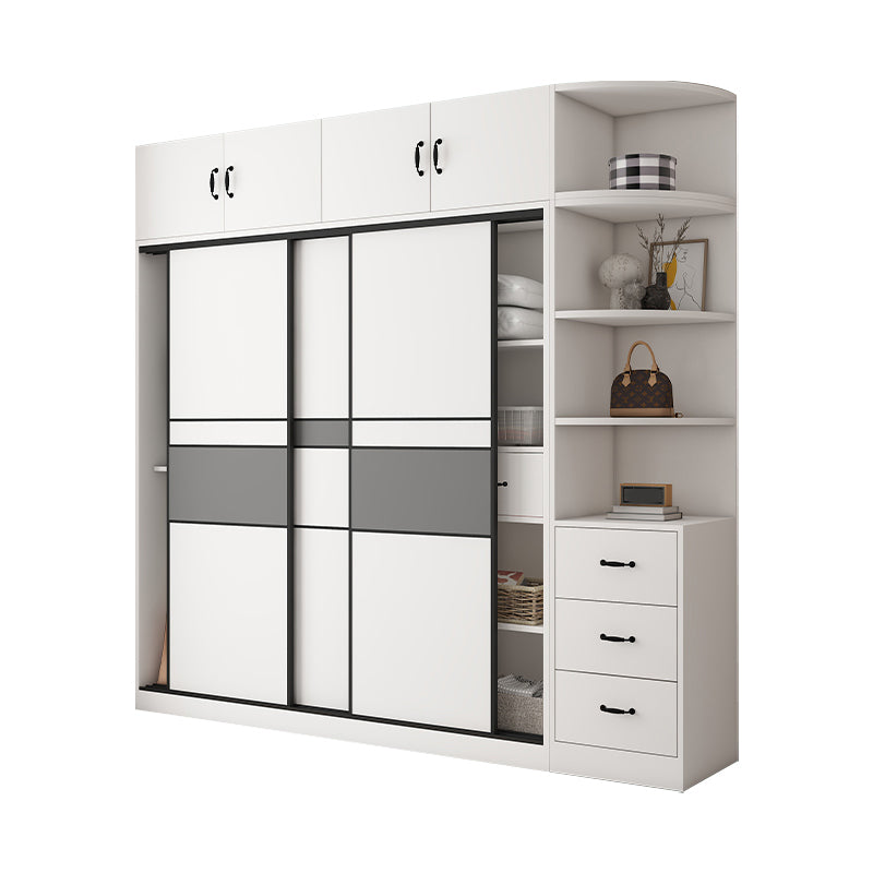 White and Gray Armoire Cabinet with Shelves Contemporary Youth Armoire