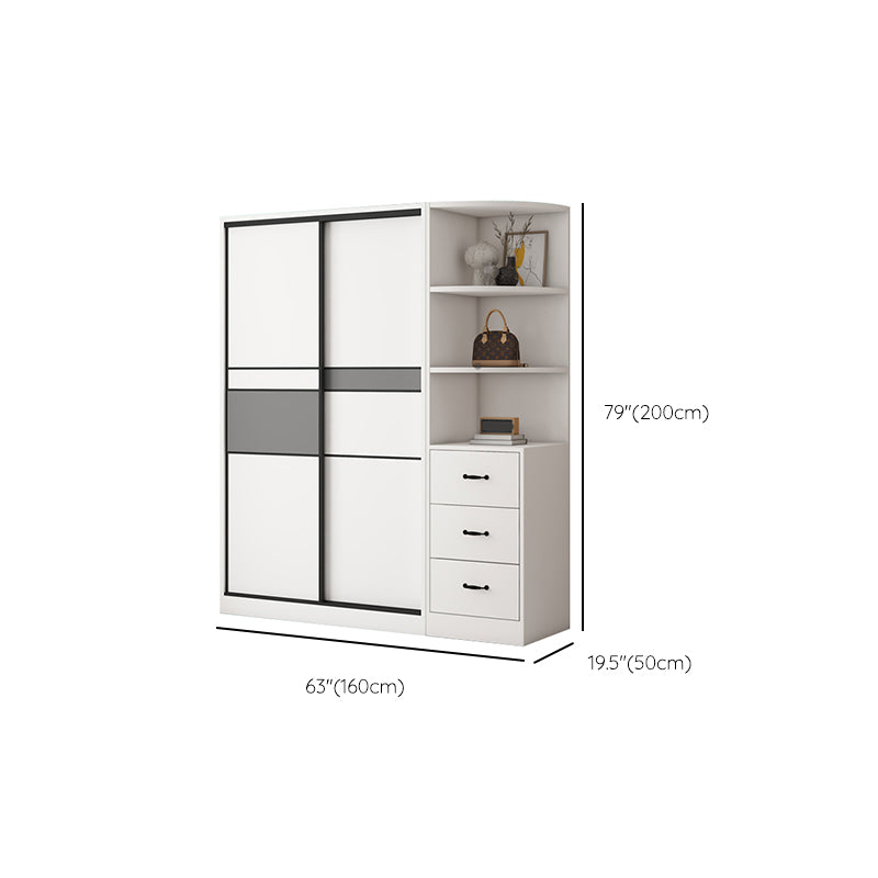 White and Gray Armoire Cabinet with Shelves Contemporary Youth Armoire