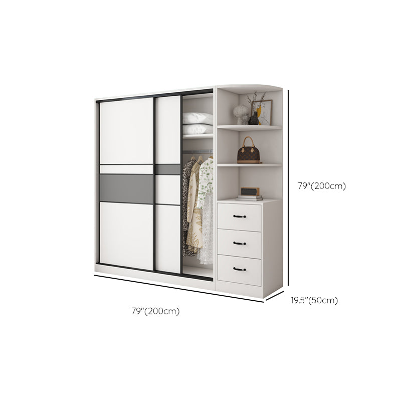 White and Gray Armoire Cabinet with Shelves Contemporary Youth Armoire