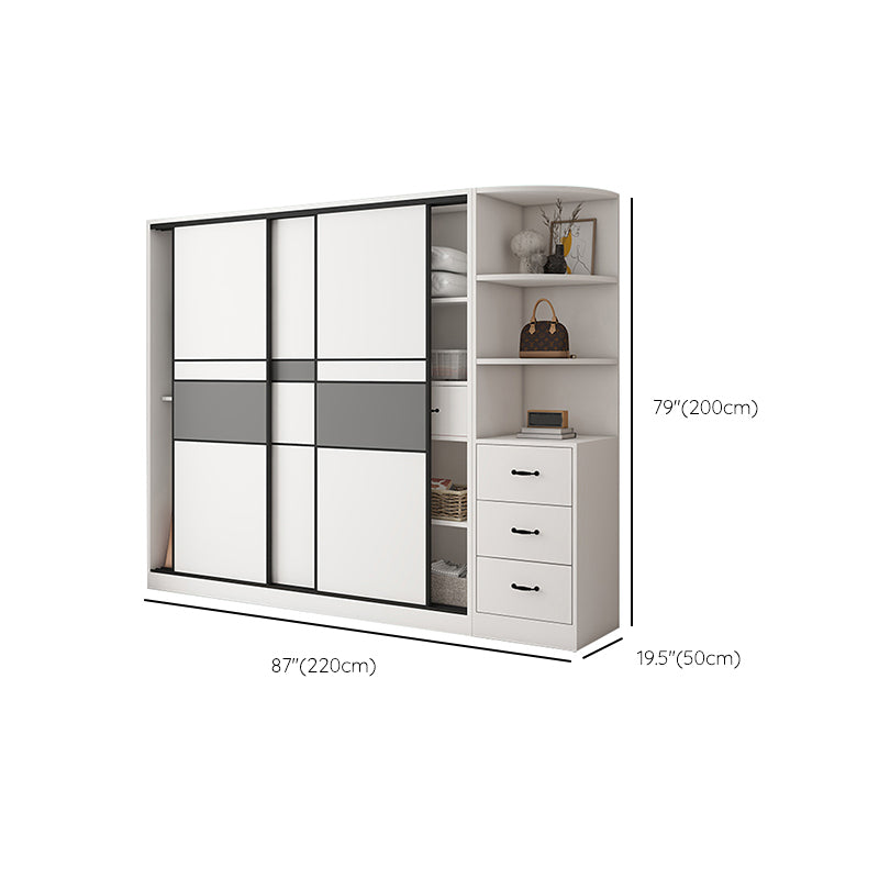 White and Gray Armoire Cabinet with Shelves Contemporary Youth Armoire